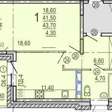 Квартира 43,7 м², 1-комнатная - изображение 3