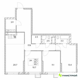 Квартира 85,7 м², 3-комнатная - изображение 1