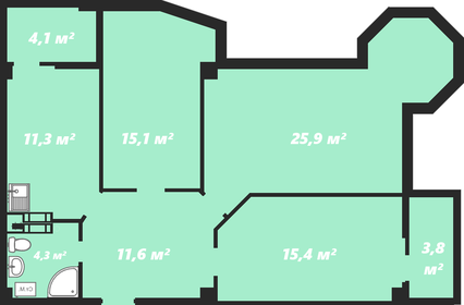 Квартира 94 м², 3-комнатная - изображение 1