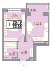 33,7 м², 1-комнатная квартира 3 432 300 ₽ - изображение 30