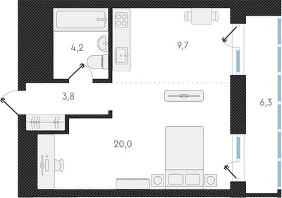 37,5 м², 1-комнатная квартира 5 800 000 ₽ - изображение 74