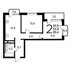 54,5 м², 2-комнатная квартира 12 300 000 ₽ - изображение 60