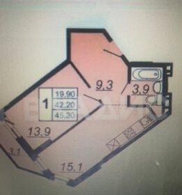 Квартира 45,3 м², 2-комнатная - изображение 1