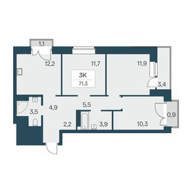Квартира 71,3 м², 3-комнатная - изображение 1