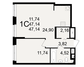 Квартира 47,1 м², 1-комнатная - изображение 1