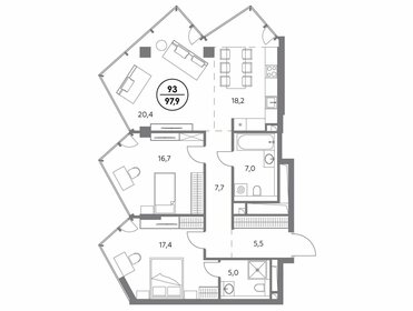 136,1 м², 3-комнатная квартира 106 500 000 ₽ - изображение 89