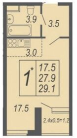 25 м², 1-комнатная квартира 3 400 000 ₽ - изображение 86