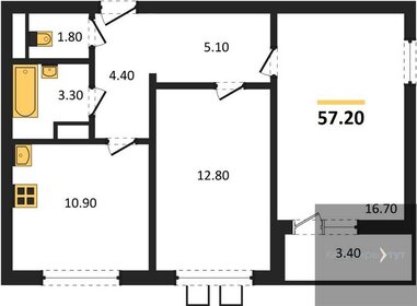 59,2 м², 2-комнатная квартира 7 000 000 ₽ - изображение 41