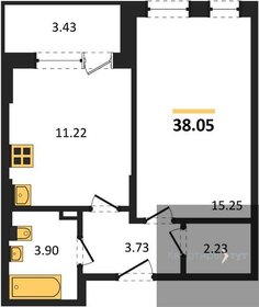 Квартира 38,1 м², 1-комнатная - изображение 1