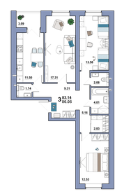 77,4 м², 4-комнатная квартира 5 999 000 ₽ - изображение 93
