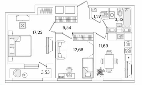 Квартира 54,5 м², 2-комнатная - изображение 1