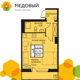 Квартира 25,7 м², 1-комнатная - изображение 1