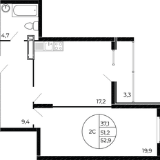 Квартира 52,5 м², 2-комнатная - изображение 2