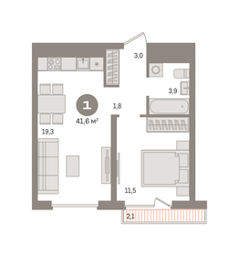 40,8 м², 1-комнатная квартира 7 870 000 ₽ - изображение 18