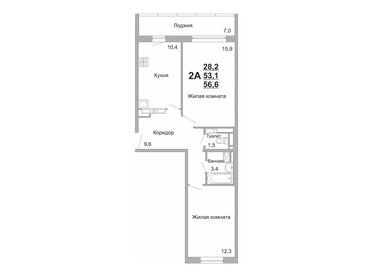 56,7 м², 2-комнатная квартира 8 377 425 ₽ - изображение 8