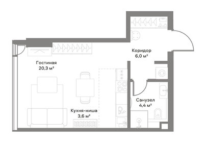 Квартира 34,4 м², студия - изображение 2