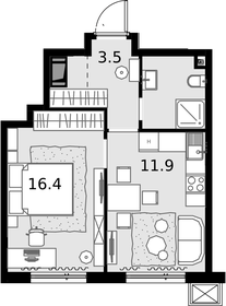 35,7 м², 1-комнатная квартира 13 530 300 ₽ - изображение 6