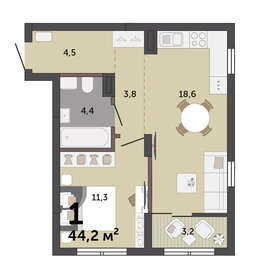 44,4 м², 2-комнатная квартира 4 400 000 ₽ - изображение 76