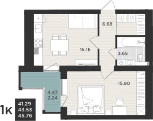 57,2 м², 2-комнатная квартира 7 623 000 ₽ - изображение 1