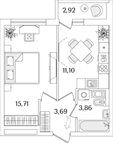 Квартира 35,7 м², 1-комнатная - изображение 1