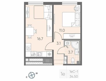 37,3 м², 1-комнатная квартира 3 750 000 ₽ - изображение 73