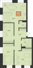 Квартира 90 м², 3-комнатная - изображение 1