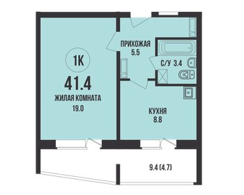 Квартира 41,4 м², 1-комнатная - изображение 1