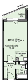Квартира 32,6 м², студия - изображение 1