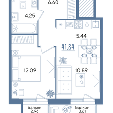 Квартира 41,2 м², 1-комнатная - изображение 2