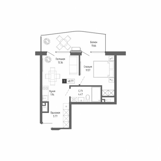 48,7 м², 2-комнатная квартира 14 579 326 ₽ - изображение 25