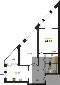 Квартира 74,6 м², 2-комнатная - изображение 1