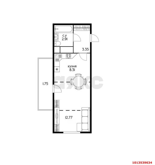 35 м², 1-комнатная квартира 2 900 000 ₽ - изображение 100