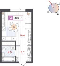 Квартира 28,9 м², студия - изображение 1