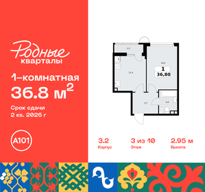 Квартира 36,8 м², 1-комнатная - изображение 1