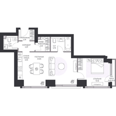 Квартира 60,1 м², 1-комнатная - изображение 3