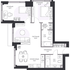 Квартира 71,8 м², 2-комнатная - изображение 3