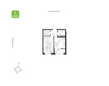 Квартира 34,8 м², 1-комнатная - изображение 1