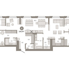 Квартира 144,4 м², 4-комнатная - изображение 3
