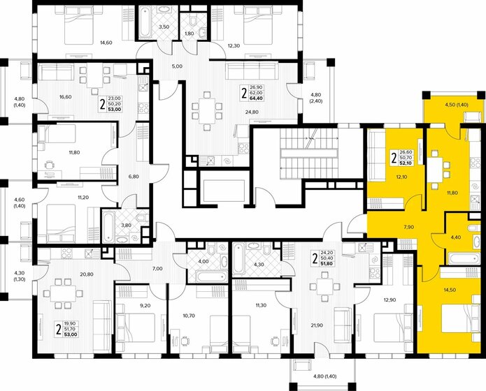 51,7 м², 2-комнатная квартира 10 546 800 ₽ - изображение 64