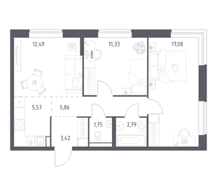 Квартира 60,3 м², 2-комнатная - изображение 1
