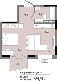 Квартира 39,9 м², студия - изображение 1
