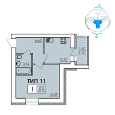 Квартира 36,1 м², 1-комнатная - изображение 1