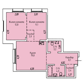 Квартира 63,9 м², 2-комнатная - изображение 1