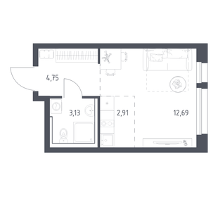 Квартира 23,2 м², студия - изображение 1