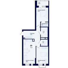 Квартира 71,8 м², 2-комнатная - изображение 2