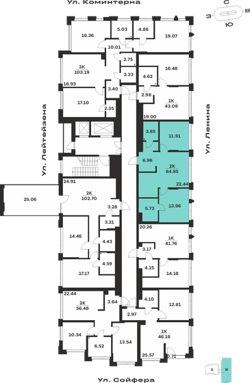 64,9 м², 2-комнатная квартира 13 553 650 ₽ - изображение 25