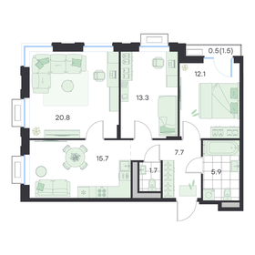 Квартира 77,7 м², 3-комнатная - изображение 1