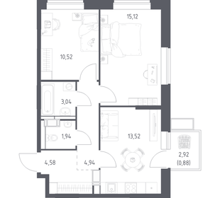 Квартира 53,7 м², 2-комнатная - изображение 1