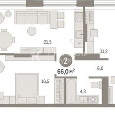 Квартира 66 м², 2-комнатная - изображение 2