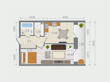 Квартира 41,8 м², 1-комнатная - изображение 1